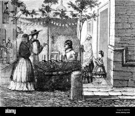 Lithography Illustration Old Image Of Mexico By Hegi Stock Photo Alamy