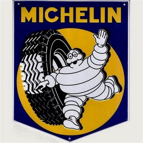 Plaque Bibendum Michelin Jaune Et Bleue Pour Mur R Tro