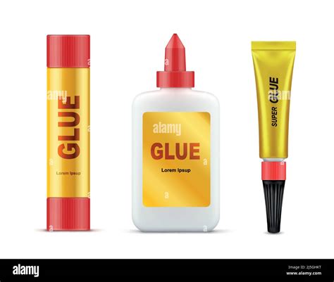 Different Types Of Branded Glue Tubes With Gold Label And Red Cap