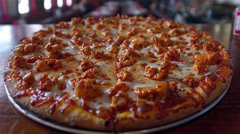 Premium Photo Buffalo Chicken Pizza With Spicy Buffalo Sauce Tender Chicken And Blue Cheese