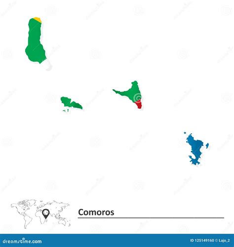 Mapa De Los Comoro Con La Bandera Ilustración del Vector Ilustración