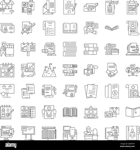 Publishing Linear Icons Signs Symbols Vector Line Illustration Set Stock Vector Image And Art