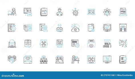 Internet Protection Linear Icons Set Firewall Antivirus Malware