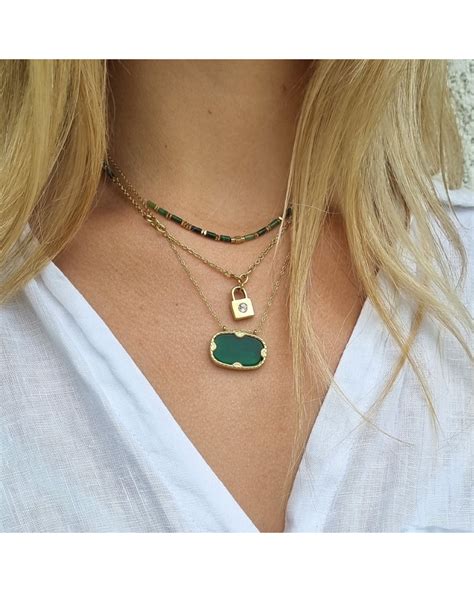 Collier Zelda Agate Verte Bohm Paris Zosha Collection