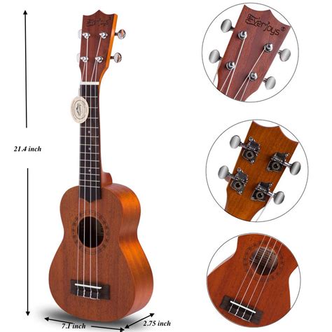 Mahogany Soprano Ukulele Kit Professional 21 Inch W Case Strap Tuner Aquila Strings