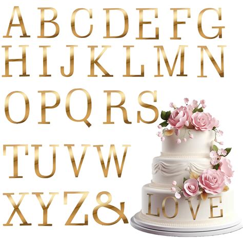 27 Pcs Acrylic Cake Toppers Gold Cake Letters Topper