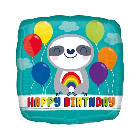 Happy Birthday Rainbow Sloth Balloon 18 Foil Party Delights