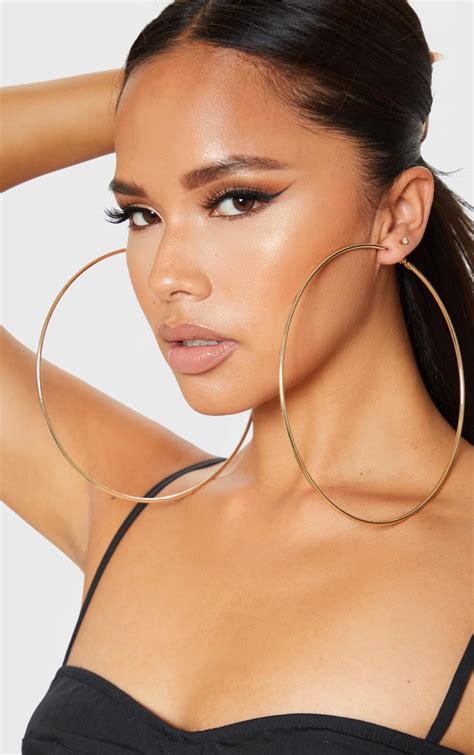 Gold 150mm Extra Large Hoop Earrings Accessories Prettylittlething Usa