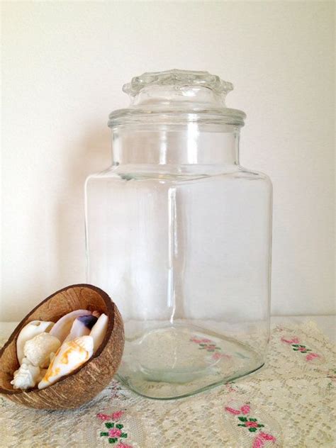 Vintage Large Apothecary Jar With Glass Lid Decorative Glass Etsy