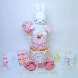 Diapercake Co Two Tier Diaper Cake Miffy Bunny Baby Hamper