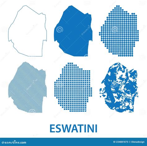 Map Of Kingdom Of Eswatini Vector Set Of Silhouettes In Different