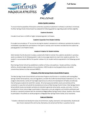 Fillable Online Athletic Eligibility Guidelines Fax Email Print Pdffiller