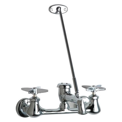 Chicago Faucet Dual Handle Mount Hot And Cold Water Sink Faucet Chrome Plated