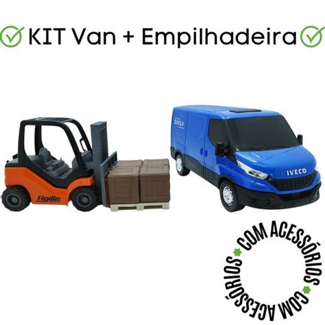 Brinquedo Infantil Van Iveco Daily Veículo Miniatura Empilhadeira