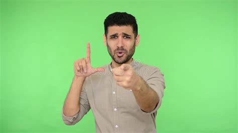 Showing Loser Sign Displaying Dud Gesture Two Fingers 2 Disgust On Face Stock Video Video