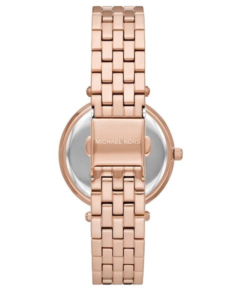 Michael Kors Women S Darci Three Hand Rose Gold Tone Stainless Steel Bracelet Strap Watch 33mm