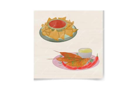 Premium Vector | Hand drawn watercolor samosa delicious food set