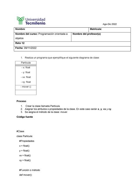 Reto Reto Ago Dic Nombre Matr Cula Nombre Del Curso