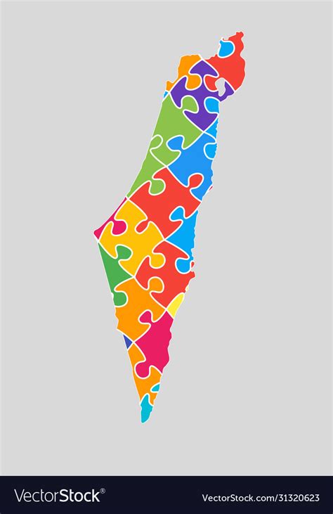 Country Israel Map Made Jigsaw Puzzle Pieces Vector Image