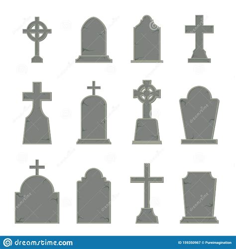 Set Of Tombstone Shape On White Background Stock Vector Illustration Of