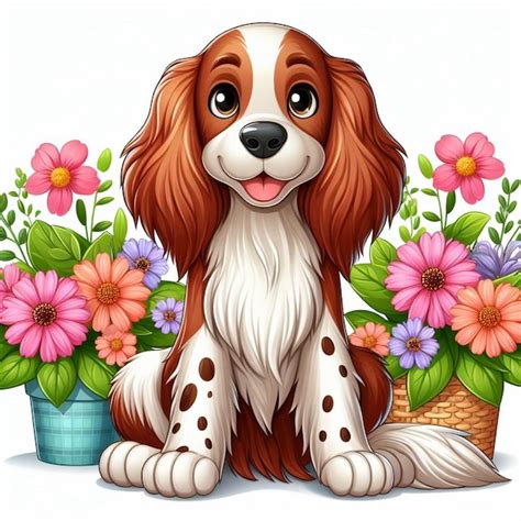 Premium Vector English Setter Dog Vector Cartoon Illustration