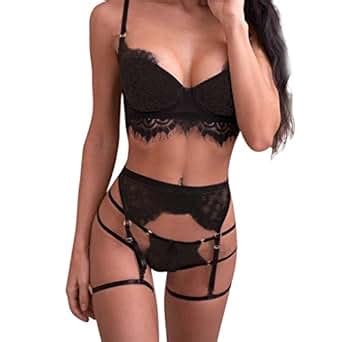 Women Lingerie 3pcs Sets Sexy Passion Straps Bra And Panty Garter Set