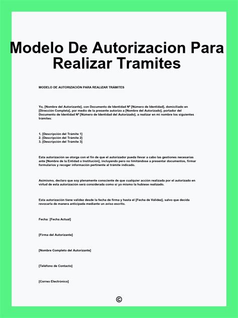Modelo De Autorizacion Para Realizar Tramites