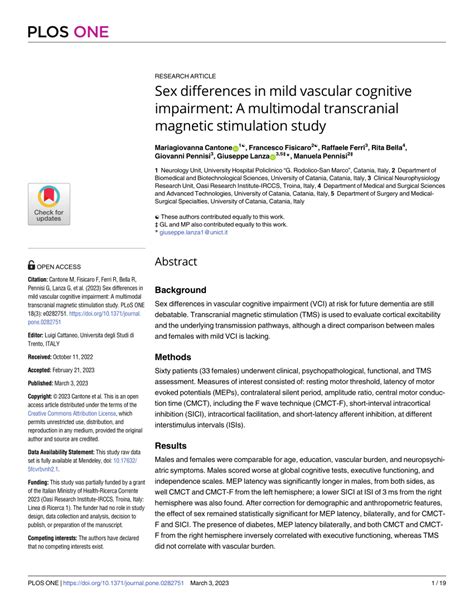 Pdf Sex Differences In Mild Vascular Cognitive Impairment A