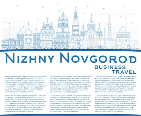 Premium Vector Outline Nizhny Novgorod Russia City Skyline With Blue