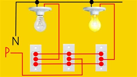 Staircase Two Bulb 3 Switch Controls Connection Two Way Switch Connection Staircase Wiring Youtube