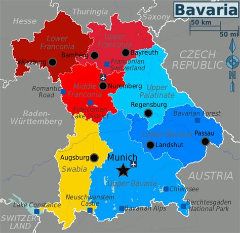 WV-Bavaria regions - Bavaria - Wikipedia | Bavaria, States of germany, Map