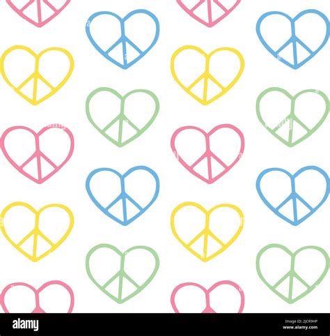 Vector Seamless Pattern Of Peace Heart Sign Stock Vector Image And Art Alamy