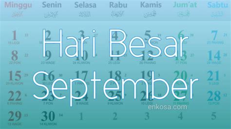 Daftar Hari Besar Nasional Bulan September Enkosa