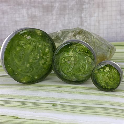 Limited Stock Green Ectoplasm Swirl Resin Plugs