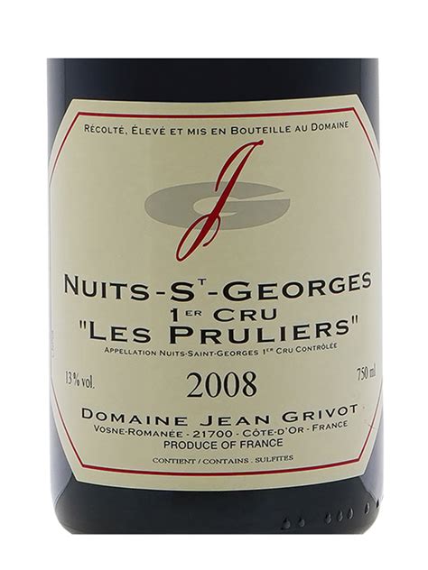 Domaine Jean Grivot Nuits Saint Georges Les Pruliers 1er Cru 2008 The