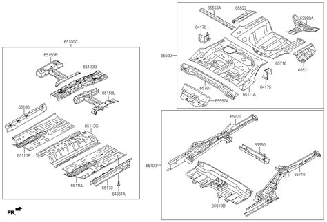 现代起亚 MEMBER ASSY REAR FLOOR SIDE LH 65710D1000 Yiparts