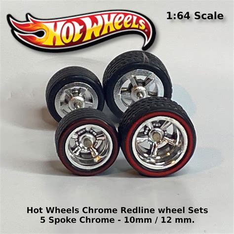 Hot Wheels Gasser Muscle Car Chrome Redline V2 Wheels 10mm 12mm Collectable Diecast Models