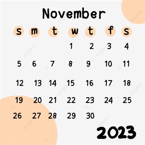 November 2023 Calendar White Transparent Calendar November 2023 With