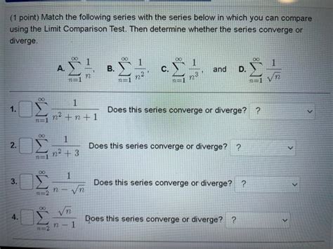 Solved 1 Point Match The Following Series With The Series Chegg