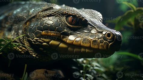 Close-up photo of a Anaconda looking in their habitat. Generative AI ...