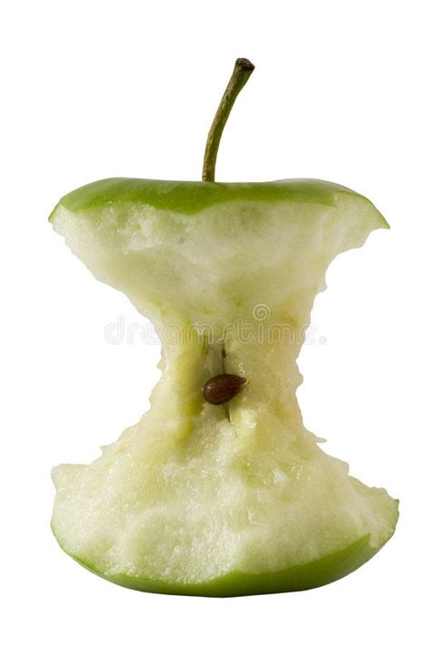 Green Apple Core On White Background