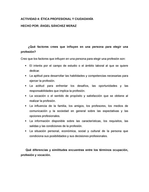 Actividad 4 ETPYC ACTIVIDAD 4 ÉTICA PROFESIONAL Y CIUDADANÍA HECHO