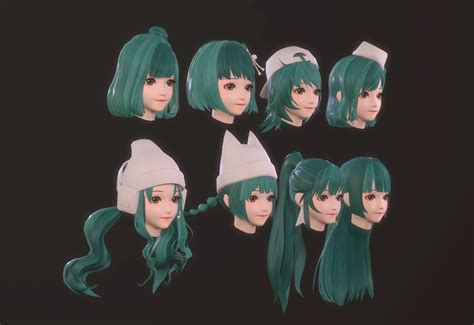 Anime Hair Style Girl Low Poly D Model Unknown Fbx Ma Obj