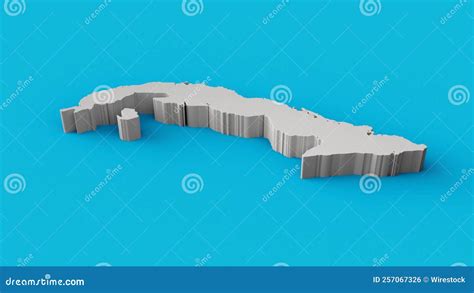 3d Rendering Of Cuba 3d Map Geography Cartography And Topology Stock