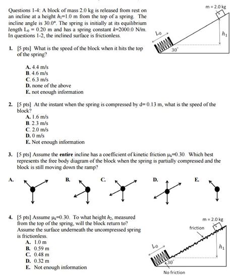 Solved A Block Of Mass Kg Is Released From Rest On An Chegg