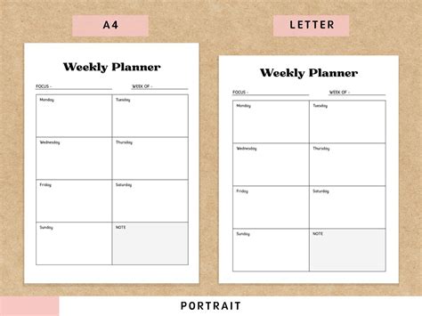 Weekly Minimalist Planner Printable Weekly Schedule Etsy