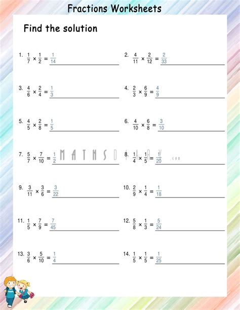 Multiplication of fractions worksheets - Math Worksheets - MathsDiary.com