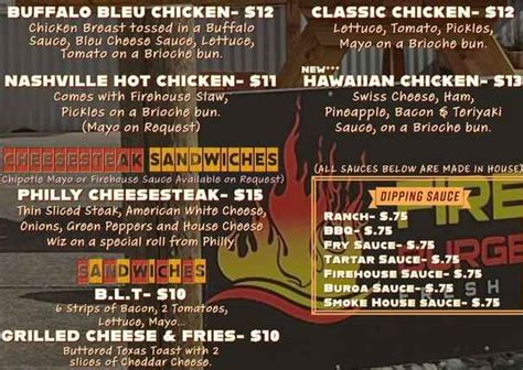 Firehouse Grill Burgers Menu Port Angeles WA