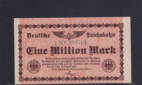 Weimarer Republik Reichsbahn Berlin Million Mark Rvm A Serie