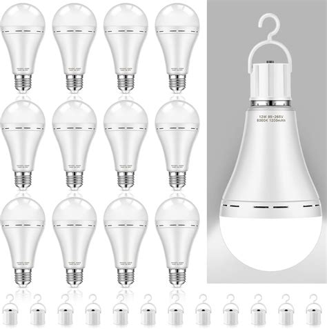 12 Pieces Emergency Rechargeable Light Bulbs Emergency Light Bulbs For